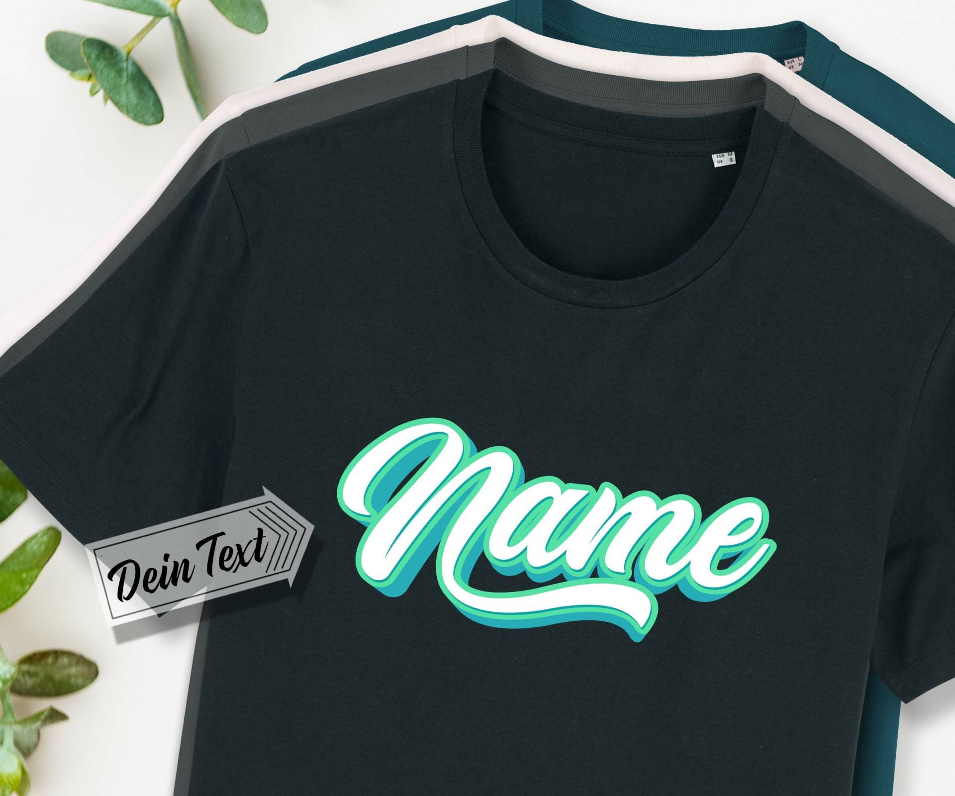 Bio-T-Shirt Mit Wunschtext, Effekt-Schrift "Beach", Personalisierter Text, Unisex, Bedruckt, Personalisiert, Baumwolle, Jersey, Name von Universaldruck