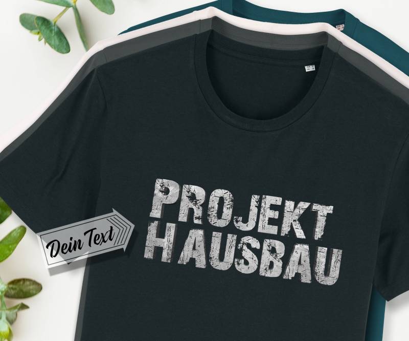Bio-T-Shirt Mit Wunschtext, Effekt-Schrift "Zement", Personalisierter Text, Unisex, Bedruckt, Personalisiert, Baumwolle, Jersey, Name von Universaldruck