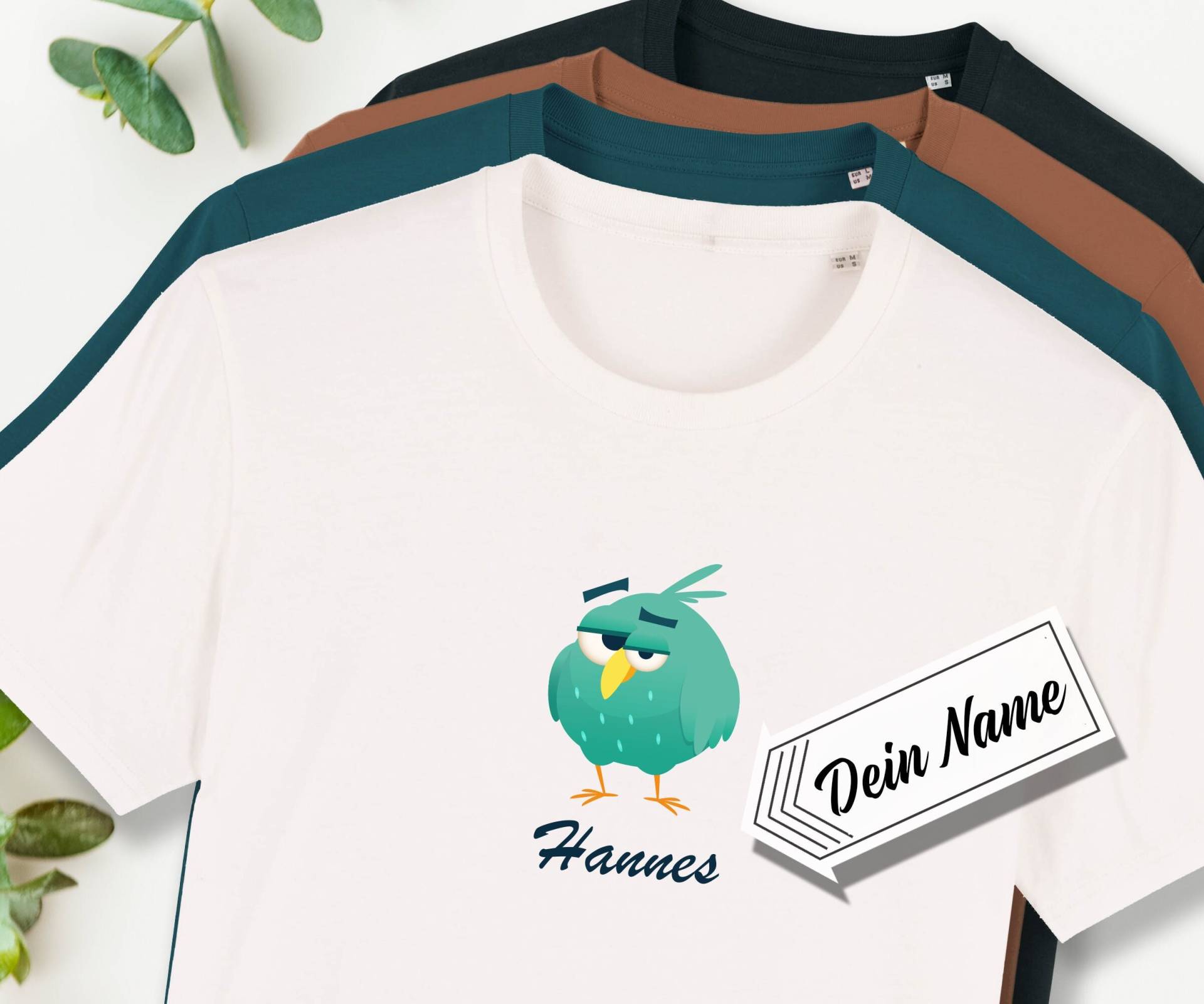 T-Shirt „Lustiger Vogel", Personalisierter Text, Bio-T-Shirt Herren, Bedruckt, Spaß, Spaßvogel, Bio-Baumwolle, Jersey von Universaldruck