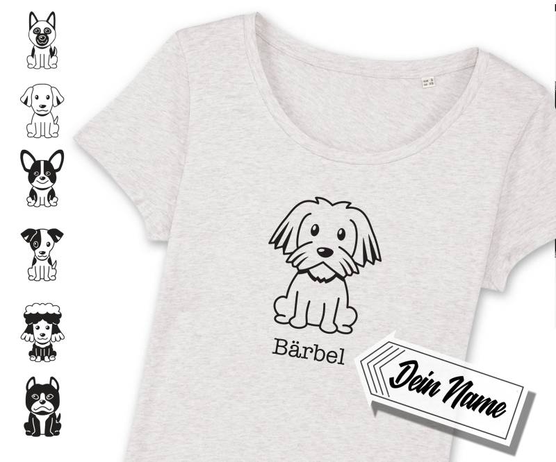 T-Shirt Mit Hund Und Wunschnamen, Verschiedene Hunde Zur Auswahl, Personalisiert, Bedruckt, Name von Universaldruck