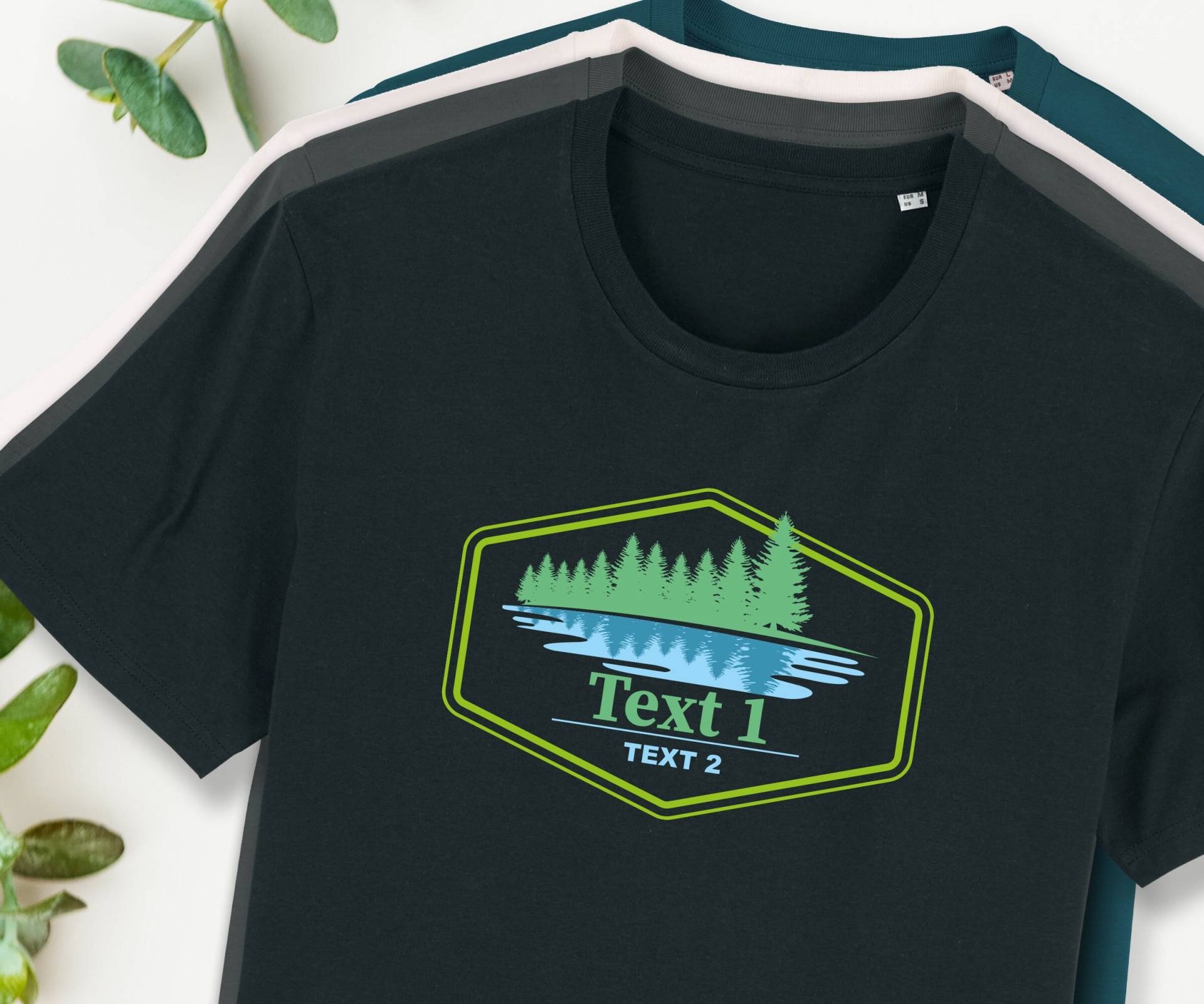 T-Shirt Seeblick, Personalisierter Text, Bio-T-Shirt Unisex, Bedruckt, Personalisiert, Biobaumwolle, Abenteuer, Urlaub, Camping, Reise von Universaldruck