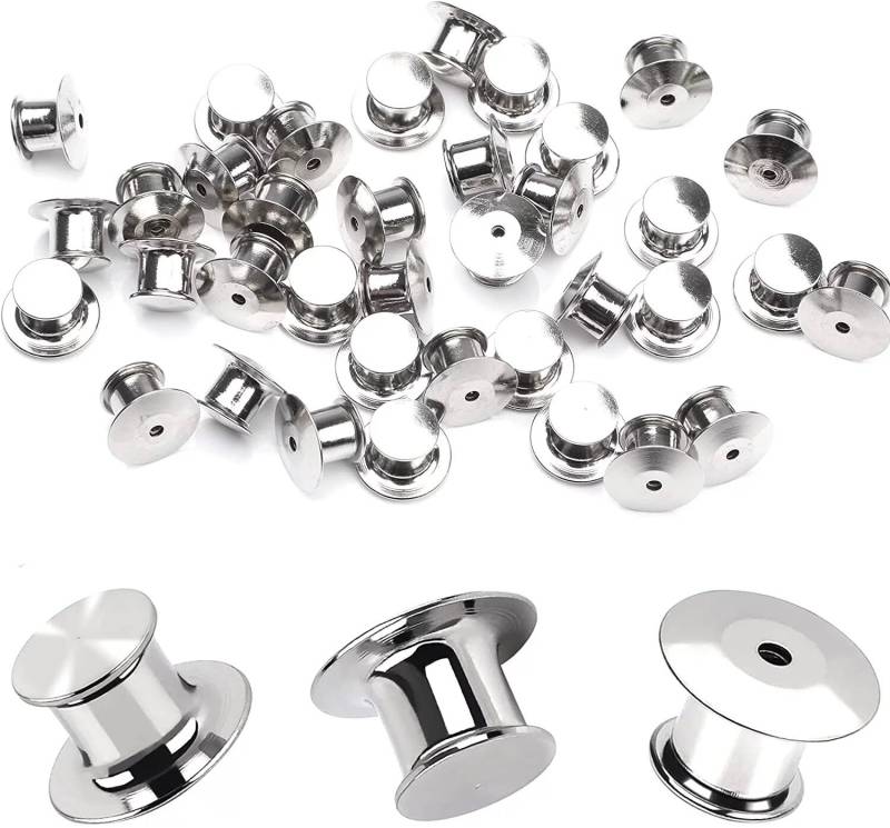 10Er Pack Von High Quality Silber Locking Pin Backs von Universalhippiewear
