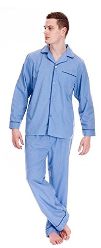 Herren Schlafanzug/Pyjama, Langarm, unifarben (XXL) (Blau) von Universaltextilien