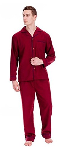 Herren Schlafanzug/Pyjama, Langarm, unifarben (XXL) (Rot) von Universaltextilien