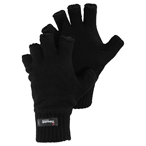 Universaltextilien Herren Winter Thinsulate Heatguard Handschuhe, fingerlos (L/XL) (Schwarz) von Universaltextilien