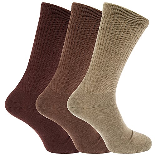 Universaltextilien Herren Extra Breite Komfort Fit Socken (3 Paar) (39-45 EU) (Braun Schattierungen) von Universaltextilien