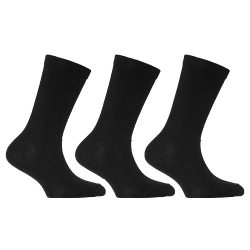 Universaltextilien Kinder Schulsocken unifarben (3er Pack) (Euro 31-36 (8-12 Jahre)) (Schwarz) von Universaltextilien