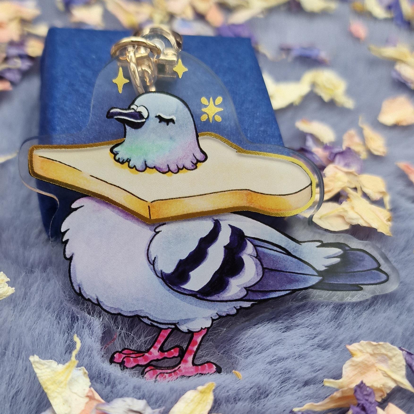 Lustiger Tauben Gold Foil Schlüsselanhänger von UniversariaArt