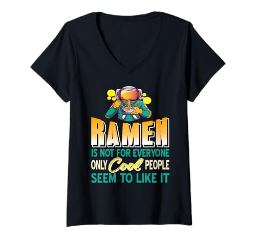 Damen Lustige Ramen Astronauten Für Humor Liebhaber T-Shirt mit V-Ausschnitt Damen Lustige Ramen Astronauten Für Humor Liebhaber T-Shirt mit V-Ausschnitt von Universum Spaß Fans Verein