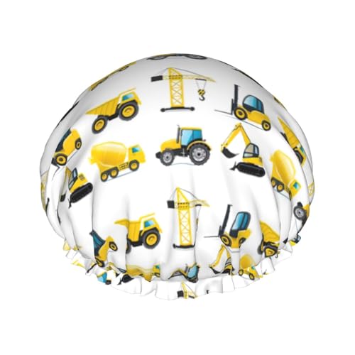 Cartoon Heavy Machinery Truck Print Double Layer Waterproof Shower Cap Women Men Reusable Bath Hair Caps Elastic Band von Unkhtt