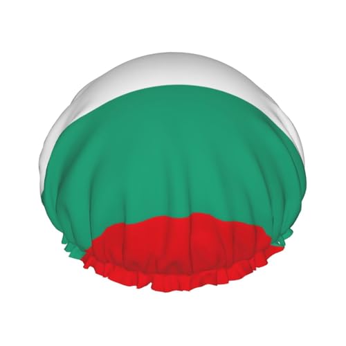 Duschhaube mit bulgarischer Flagge, doppellagig, wasserdicht, für Damen und Herren, wiederverwendbar, elastisches Band von Unkhtt