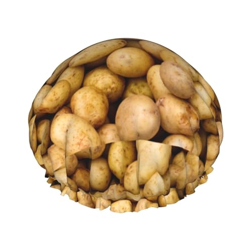 Garden Potatoes Print Double Layer Waterproof Shower Cap Women Men Reusable Bath Hair Caps Elastic Band von Unkhtt