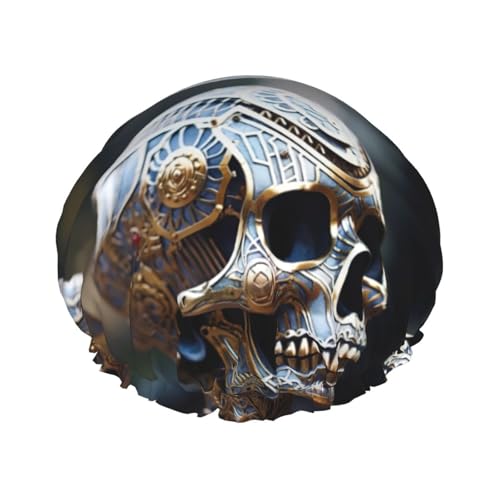Interessanter Skelett-Druck, doppellagig, wasserdicht, Duschhaube, für Damen und Herren, wiederverwendbar, elastisches Band Interessanter Skelett-Druck, doppellagig, wasserdicht, Duschhaube, für Damen und Herren, wiederverwendbar, elastisches Band von Unkhtt