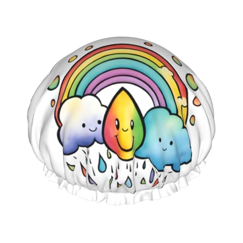 Rainbow Clouds Raindrop 1 Print Double Layer Waterproof Shower Cap Women Men Reusable Bath Hair Caps Elastic Band Rainbow Clouds Raindrop 1 Print Double Layer Waterproof Shower Cap Women Men Reusable Bath Hair Caps Elastic Band von Unkhtt