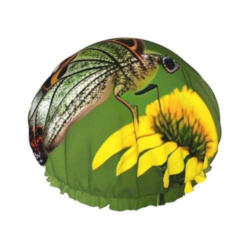 Schöne leuchtende Schmetterlings-Duschhaube, doppelschichtig, wasserdicht, für Damen und Herren, wiederverwendbar, elastisches Band Schöne leuchtende Schmetterlings-Duschhaube, doppelschichtig, wasserdicht, für Damen und Herren, wiederverwendbar, elastisches Band von Unkhtt