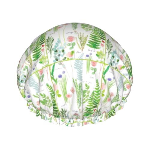 Springtime Herb Garden Print Double Layer Waterproof Shower Cap Women Men Reusable Bath Hair Caps Elastic Band von Unkhtt