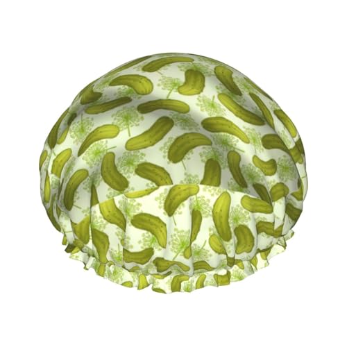Sushi Dill Pickles Print Doppellagige wasserdichte Duschhaube Damen Herren Wiederverwendbare Badehaarkappen Gummiband von Unkhtt