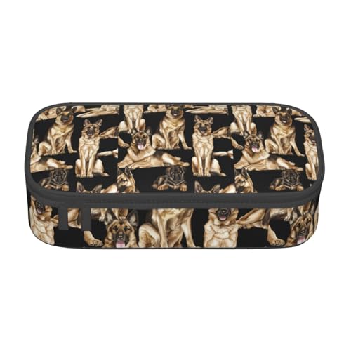Unkhtt Federmäppchen, Motiv: Deutscher Schäferhund, 21,6 x 5,1 x 9,4 cm, Federmäppchen, für Schule, Büro, Reisen von Unkhtt