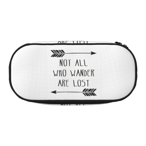 Unkhtt Federmäppchen mit Aufschrift "Not All Who Wander are Lost", großes Fassungsvermögen, für Studenten, Doppelreißverschluss, Schule, Schreibwaren, Make-up-Aufbewahrung, Schwarz , Einheitsgröße von Unkhtt