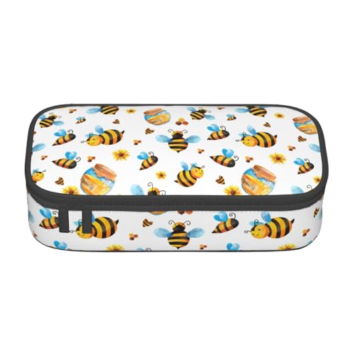 Unkhtt Federmäppchen mit Cartoon-Bienenmuster, 21,6 x 5,1 x 9,4 cm, Federmäppchen, Schule, Büro, Reise von Unkhtt