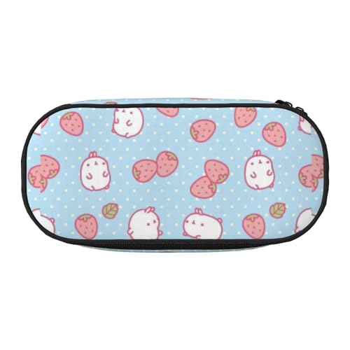 Unkhtt Federmäppchen mit Cartoon-Motiv, Erdbeer-Druck, großes Fassungsvermögen, Schüler, Doppelreißverschluss, Schule, Schreibwaren, Make-up-Aufbewahrung, Schwarz , Einheitsgröße, Taschen-Organizer von Unkhtt