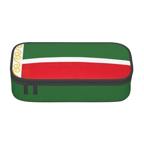 Unkhtt Federmäppchen mit Flagge der Tschetschenischen Republik, 21,6 x 5,1 x 9,4 cm, Federmäppchen, Schule, Büro, Reise, Stifteetui von Unkhtt