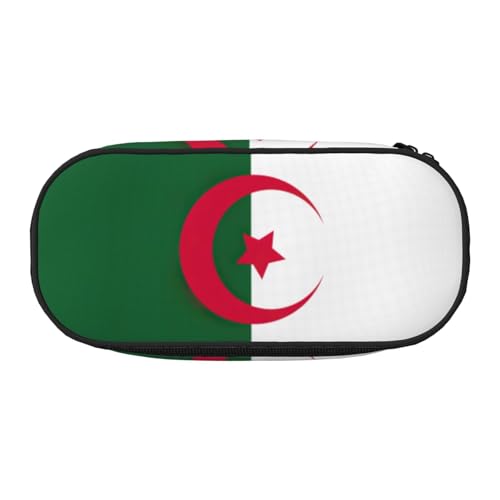 Unkhtt Federmäppchen mit Flagge von Algerien, großes Fassungsvermögen, für Studenten, Doppelreißverschluss, Schule, Schreibwaren, Make-up-Aufbewahrung, Schwarz , Einheitsgröße, Taschen-Organizer von Unkhtt
