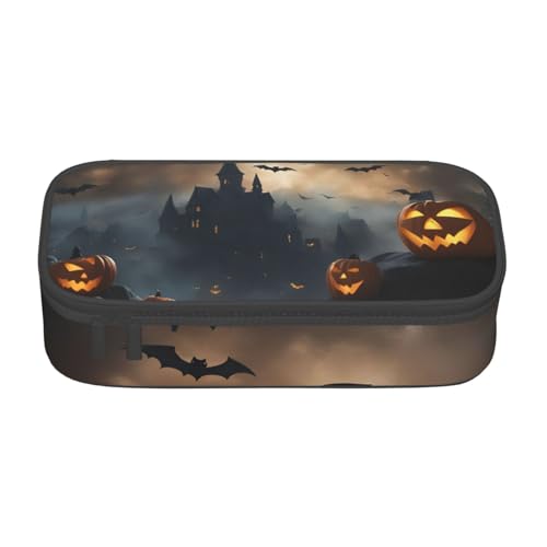 Unkhtt Federmäppchen mit Halloween-Motiv "Fliegende Fledermäuse, 3 Drucke, 21,6 x 5,1 x 9,4 cm, Federmäppchen, Schule, Büro, Reise, Stiftebeutel von Unkhtt