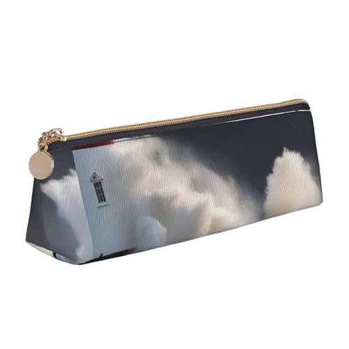 Unkhtt Federmäppchen mit Leuchtturm im Sturm, großes Fassungsvermögen, dreieckige Tasche für Stifte, Schüler, Schule und Universität von Unkhtt