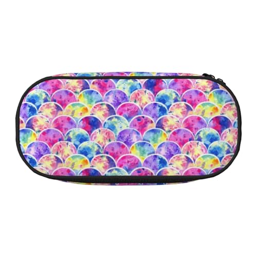 Unkhtt Federmäppchen mit Meerjungfrauen-Druck, großes Fassungsvermögen, für Studenten, Doppelreißverschluss, Schule, Schreibwaren, Make-up, Schwarz , Einheitsgröße, Taschen-Organizer von Unkhtt