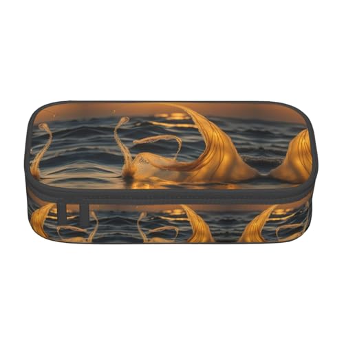 Unkhtt Federmäppchen mit Meerjungfrauenschwanz-Aufdruck, 21,6 x 5,1 x 9,4 cm, Federmäppchen, Schule, Büro, Reise von Unkhtt