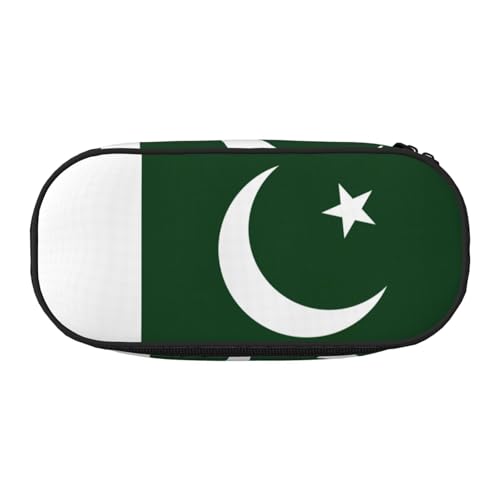 Unkhtt Federmäppchen mit Pakistan-Motiv, großes Fassungsvermögen, für Studenten, Doppelreißverschluss, Schule, Schreibwaren, Make-up-Aufbewahrung, Schwarz , Einheitsgröße, Taschen-Organizer von Unkhtt