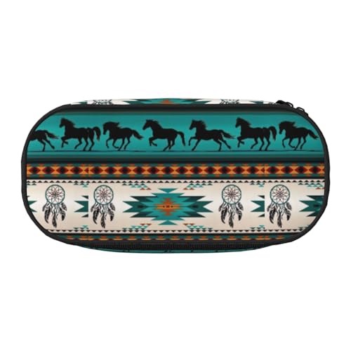 Unkhtt Federmäppchen mit Pferdestreifenmuster, großes Fassungsvermögen, Schüler, Doppelreißverschluss, Schule, Schreibwaren, Make-up-Aufbewahrung, Schwarz , Einheitsgröße, Taschen-Organizer von Unkhtt