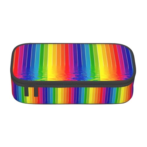 Unkhtt Federmäppchen mit Regenbogenstreifen-Druck, 21,6 x 5,1 x 9,4 cm, Federmäppchen, Schule, Büro, Reise von Unkhtt