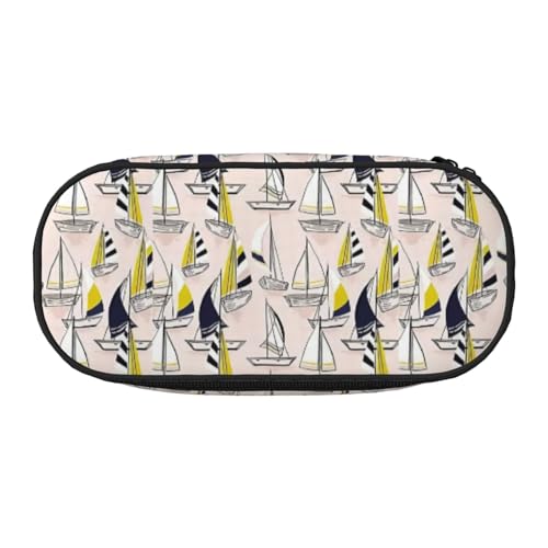 Unkhtt Federmäppchen mit Segelmotiv, großes Fassungsvermögen, für Schüler, Doppelreißverschluss, für Schule, Schreibwaren, Make-up, Rosa, Schwarz , Einheitsgröße, Taschen-Organizer von Unkhtt