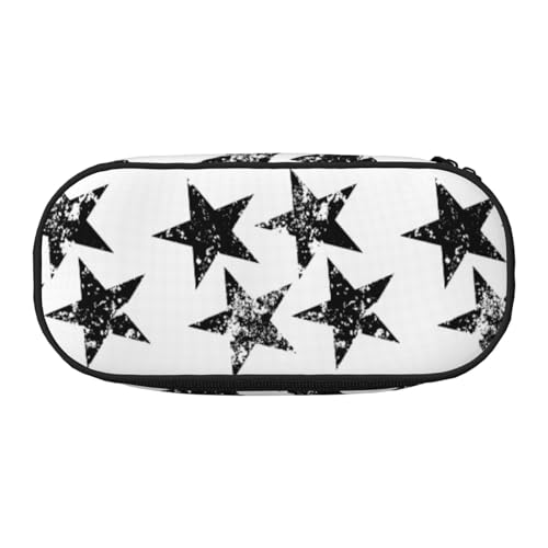 Unkhtt Federmäppchen mit Sternenmotiv, großes Fassungsvermögen, für Studenten, Doppelreißverschluss, Schule, Schreibwaren, Make-up, Schwarz , Einheitsgröße, Taschen-Organizer von Unkhtt