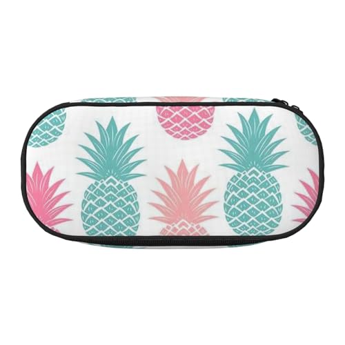 Unkhtt Federmäppchen mit buntem Ananas-Druck, großes Fassungsvermögen, Schüler, Doppelreißverschluss, Schule, Schreibwaren, Make-up-Aufbewahrung, Schwarz , Einheitsgröße, Taschen-Organizer von Unkhtt