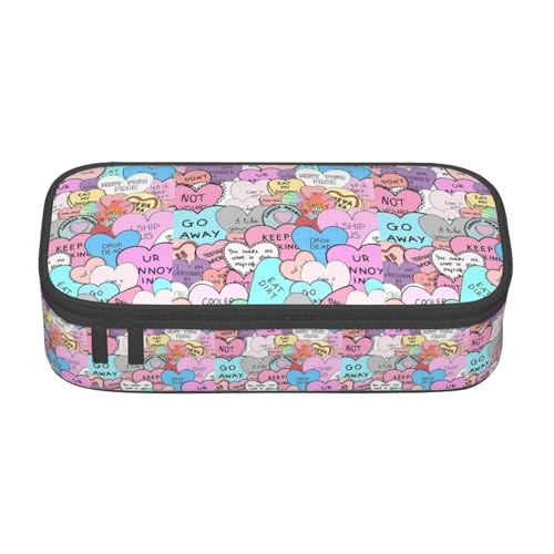 Unkhtt Federmäppchen mit buntem Herz-Motiv, 21,6 x 5,1 x 9,4 cm, Federmäppchen, Schule, Büro, Reise von Unkhtt