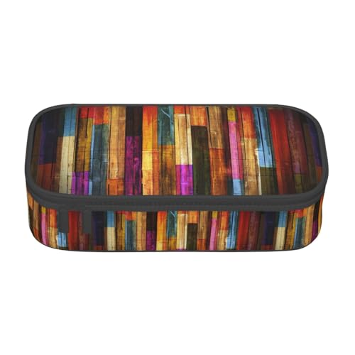 Unkhtt Federmäppchen mit buntem Holzdruck, 21,6 x 5,1 x 9,4 cm, Federmäppchen, Schule, Büro, Reise von Unkhtt