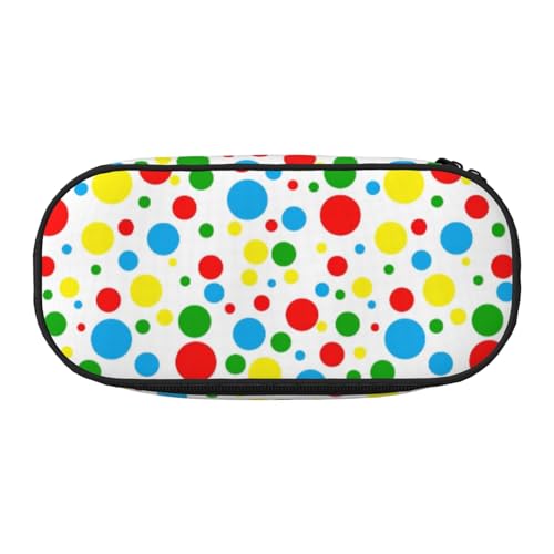 Unkhtt Federmäppchen mit buntem Punktemuster, großes Fassungsvermögen, für Studenten, Doppelreißverschluss, Schule, Schreibwaren, Make-up, Schwarz , Einheitsgröße, Taschen-Organizer von Unkhtt