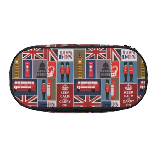 Unkhtt Federmäppchen mit englischem Symbol-Aufdruck, großes Fassungsvermögen, Schüler, Doppelreißverschluss, Schule, Schreibwaren, Make-up-Aufbewahrung, Schwarz , Einheitsgröße, Taschen-Organizer von Unkhtt