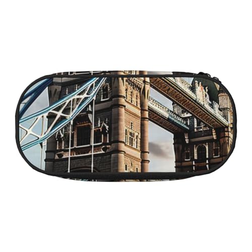 Unkhtt Federmäppchen mit großem Fassungsvermögen, Motiv: historische Old Tower Bridge, London, mit Doppelreißverschluss, für Schule, Schreibwaren, Make-up, Schwarz , Einheitsgröße, Taschen-Organizer von Unkhtt