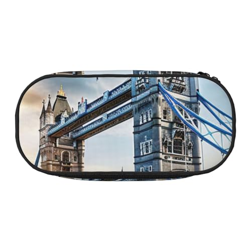 Unkhtt Federmäppchen mit großem Fassungsvermögen, Motiv: historische Old Tower Bridge, London, mit Doppelreißverschluss, für Schule, Schreibwaren, Make-up, Schwarz , Einheitsgröße, Taschen-Organizer von Unkhtt