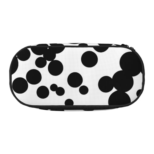 Unkhtt Federmäppchen mit großem Punktemuster, für Studenten, Doppelreißverschluss, für Schule, Schreibwaren, Make-up, Schwarz und Weiß, Schwarz , Einheitsgröße, Taschen-Organizer von Unkhtt