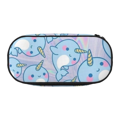 Unkhtt Federmäppchen mit niedlichem Fischdruck, großes Fassungsvermögen, für Studenten, Doppelreißverschluss, Schule, Schreibwaren, Make-up, Schwarz , Einheitsgröße, Taschen-Organizer von Unkhtt