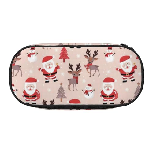 Unkhtt Federmäppchen mit niedlichem Weihnachtsmotiv, großes Fassungsvermögen, für Schüler, Doppelreißverschluss, Schule, Schreibwaren, Make-up, Schwarz , Einheitsgröße, Taschen-Organizer von Unkhtt