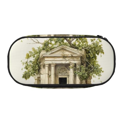 Unkhtt Federmäppchen mit römischem Olivenzweig und griechischem Druck, großes Fassungsvermögen, Stifteetui, Studenten, Doppelreißverschluss, Schule, Schreibwaren, Make-up-Aufbewahrung, Schwarz von Unkhtt