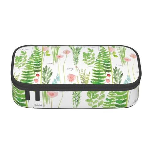 Unkhtt Federmappe mit Kräutergarten-Druck, 21,6 x 5,1 x 9,4 cm, Federmäppchen, Schule, Büro, Reise, Stifteetui von Unkhtt