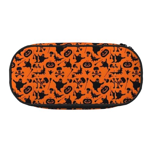 Unkhtt Halloween Druck Große Kapazität Bleistift Tasche Studenten Doppelreißverschluss Schule Schreibwaren Make-up Aufbewahrung, Schwarz , Einheitsgröße, Taschen-Organizer von Unkhtt