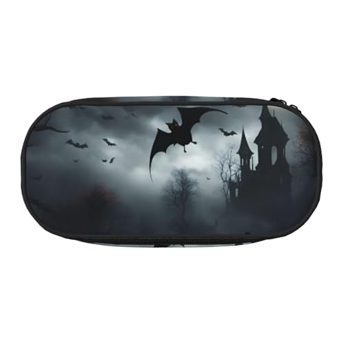 Unkhtt Halloween Flying Bats 4 Print Large Capacity Pencil Pen Pouch Students Dual Zip School Stationery Makeup Storage, Schwarz , Einheitsgröße, Taschen-Organizer von Unkhtt